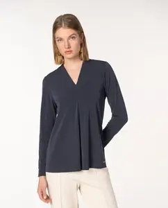 Женская куртка с узором "елочка" и молнией Naulover, темно-синий