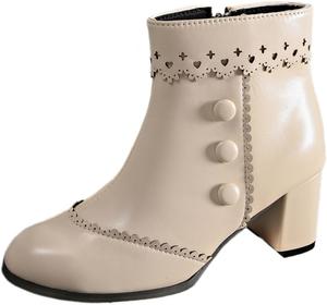 Модные женские ботильоны, круглый носок, внутренняя молния. Элегантные. Подходят для повседневной носки, поездок на работу и шопинга. Fusecottc, Cream-Coloured