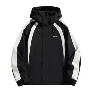 Jeep Водонепроницаемая и ветрозащитная утепленная ветровка Unisex, Black White