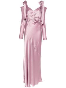 Alberta Ferretti атласное платье макси с драпировкой, розовый
