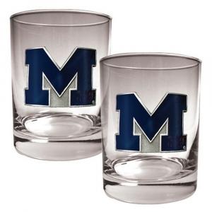 Набор стаканов Rocks из 2 предметов Michigan Wolverines, черный