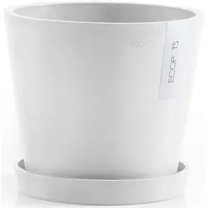 Цветочный горшок ECOPOTS «Амстердам 20 + система водоснабжения белый серый», для внутреннего и наружного применения: морозостойкий, ударопрочный и светостойкий
