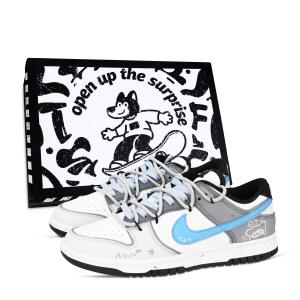 Nike Кроссовки для скейтбординга Dunk 100,000 Whys, износостойкие, низкие, унисекс, цвет: синий, серый, белый