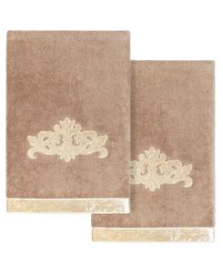 Набор банных полотенец из турецкого хлопка, украшенный вышивкой, 2 предмета Linum Home, цвет cocoa