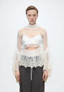 Блузка anyssa с кружевной каймой и оборками Bardot, Ivory