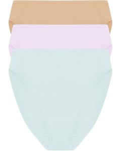Женские трусы Natori Bliss Bare Cotton High Cut Brief 3-pack, Cloud Green/Pale Purple/Cafe