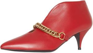 Женские элегантные ботильоны XYD с заостренным носком, V-образным вырезом, средней высоты каблуком 'китен', металлической цепочкой, без застежки, для прогулок и нарядной носки, Red