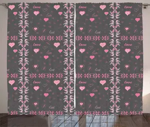 Розово-серая штора в деревенском стиле ABAKUHAUS, Прекрасная весенняя флора, присборенная тесьма для спальни с петлями и крючками, 280 x 225 см, цвет: антрацитово-серо-розовый Abakuhaus