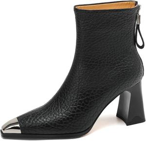 Женские ботильоны TinaCus с острым носком из натуральной кожи, ручная работа, на высоком каблуке, с молнией сзади, Black