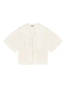 Блузка с завязками GANNI, белый