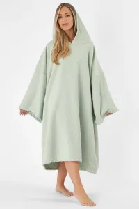 Пончо, большое полотенце с капюшоном, банный пляжный халат OHS, зеленый