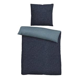 Постельное белье из меланжевой фланели Biberna Zordo, темно-синий - 155 х 200 см + подушка 80 х 80 см