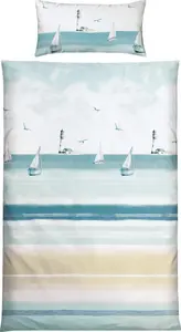 Постельное белье сине-бежевое 1x 135x200 см + 1x 40x80 см REDBEST