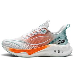 Kuding Амортизирующие дышащие беговые кроссовки с низким голенищем для мужчин - бело-оранжевые [с вырезами], цвет White Orange[Cut-Out]
