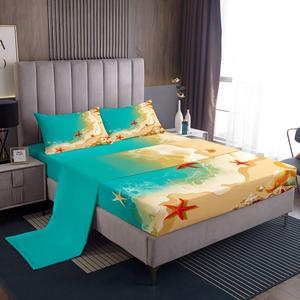 Erosebridal Комплект постельного белья Ocean Beachy Sheets Hawaii Coastal с морской тематикой, Blue Orange