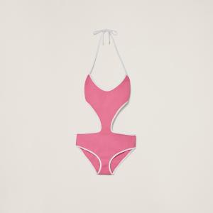 Купальник из технического трикотажа MIU MIU, розовый/белый