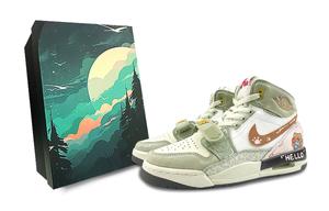 Легаси 312 Амортизация Противоскользящие и Износостойкие Высокие Винтажные Баскетбольные Кроссовки GS Зеленый Коричневый Jordan