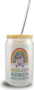 Стакан для питья Улыбающийся единорог с бамбуковой крышкой за каждой радугой speecheese