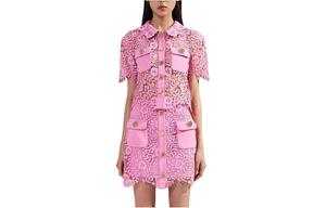 Self-Portrait Футболка Self portrait, женские, розовые, с воротником-поло, средней высоты, другие