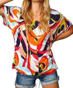 Геометрическая свободная футболка с коротким рукавом в разноцветном исполнении Haptics, мультиколор