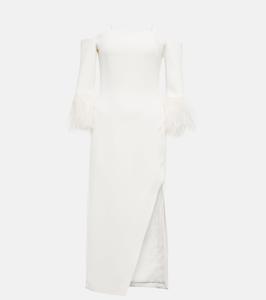 Платье миди с отделкой из перьев David Koma, белый
