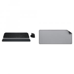 Комплект из беспроводной клавиатуры и мыши Logitech MX Keys S с ковриком для стола Studio (черный/средний серый)