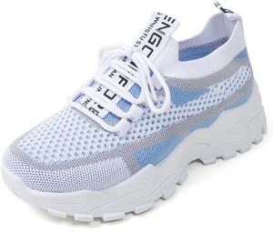 Женские дышащие удобные кроссовки, легкие повседневные прогулочные туфли с эластичной застежкой для ежедневной носки Generic, Sky Blue