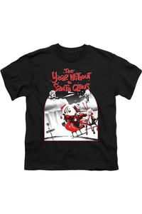 Футболка с коротким рукавом для детей "Год без Санты" с постером Gildan, черный