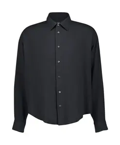 Хлопковая рубашка свободного кроя Ami Paris, серый