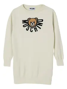 Трикотажное платье Teddy Bear Moschino Kids, бежевый