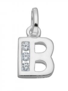 Adeliás Подвеска в виде буквы B из серебра 925 пробы для женщин и мужчин, украшенная кубическим цирконием