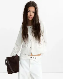 Женский жакет-кардиган с пуговицами и бахромой по краям Parfois, белый