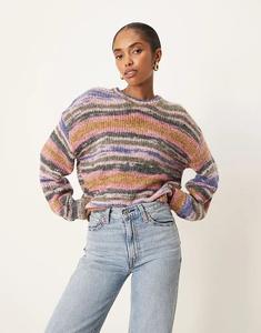 Вязаный джемпер JJXX Spacedye светло-розового цвета с разноцветными вставками