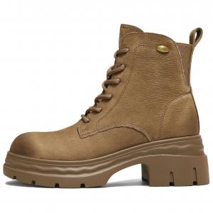 TATA Короткие мартинсы на среднем каблуке коричневые с меховой подкладкой, цвет Brown (Fleece-Lined)