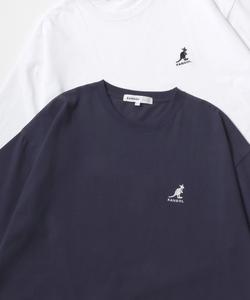 Футболка хлопковая с коротким рукавом, увеличенного кроя, с вышитым логотипом KANGOL, темно-синий