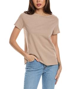 Футболка с вырезом-лодочкой St. John, коричневый