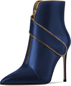 Женские элегантные ботильоны FSJ с заостренным носком, каблук-стилет, молния спереди, для вечеринок, свиданий и прогулок, размер 4-15 US, Navy Blue