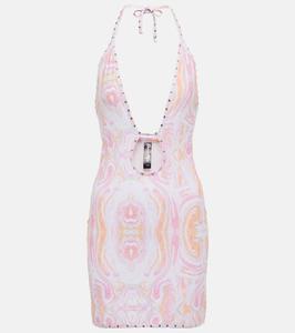 Мини-платье с вырезом и принтом Reina Olga, Marble Sparkle