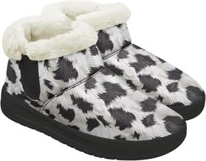 Женские тапочки-сапожки с плюшевой подкладкой, мемори-фоам, для дома и улицы, зимние сапожки, уютные, с противоскользящей подошвой, ботильоны Chririnla, Fashionable Cow Print