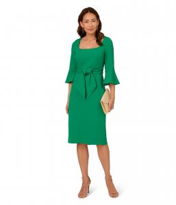 Платье Adrianna Papell Bell Sleeve Tie Front Dress, Vivid Green