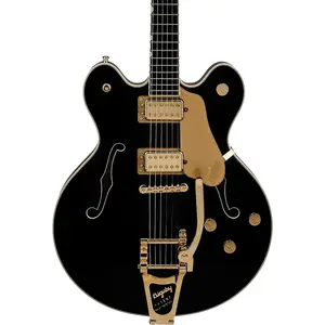 Электрогитара Gretsch Guitars Broadkaster LX Center Block с системой String-Thru Bigsby и золотой фурнитурой, черного цвета