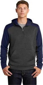 SPORT-TEK Unisex Tech Fleece Colorblock худи с четвертью молнии