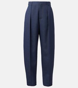 Шерстяные укороченные брюки Drill Bottega Veneta, Dark Indigo