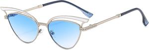 Женские солнцезащитные очки Melrose Fashion Cat Eye 2024, роскошные винтажные солнцезащитные очки Cateyeye для женщин, защита от УФ-излучения UV400, модные солнцезащитные очки, Blue