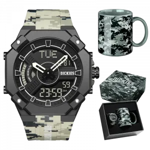 Dickies Часы Wrist Watch Electronic Movement Silicone Strap Pink Watch Dial Women's Watch Classic Box, Green Camouflage 240U60LYXCL-617P3-18SX-LH