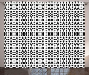 Штора ABAKUHAUS Mosaic Rustic, однотонный геометрический мотив, универсальные ленточные шторы для гостиной с петлями и крючками, 280 x 225 см, черно-белая Abakuhaus