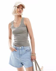 Топ Brave Soul с круглым вырезом в рубчик светло-зеленого цвета