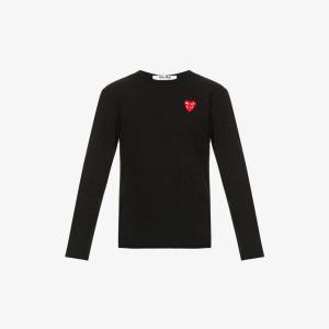 Топ из хлопкового джерси с принтом в виде сердечек Comme des Garçons, черный