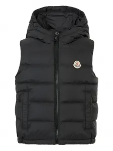 Стеганый жилет с капюшоном Moncler Enfant, черный