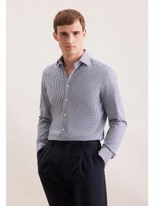 Облегающая фланелевая рубашка темно-синего цвета Seidensticker